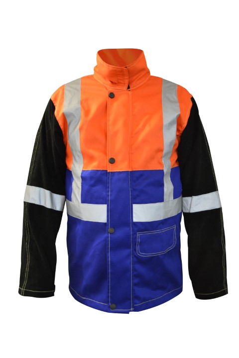 MAXISAFE WELDING JACKET ARCGUARD HI-VIS FL/RESIST LEATHER SLEEVES XL